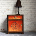 Vintage Asia Chinesisches Nachtkästchen Nachttisch "Fire" - Art. 35191-2