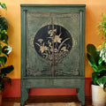 Vintage Asia Chinesischer Schrank Hochzeitsschrank Kommode Tannengrün - Art. A600-2