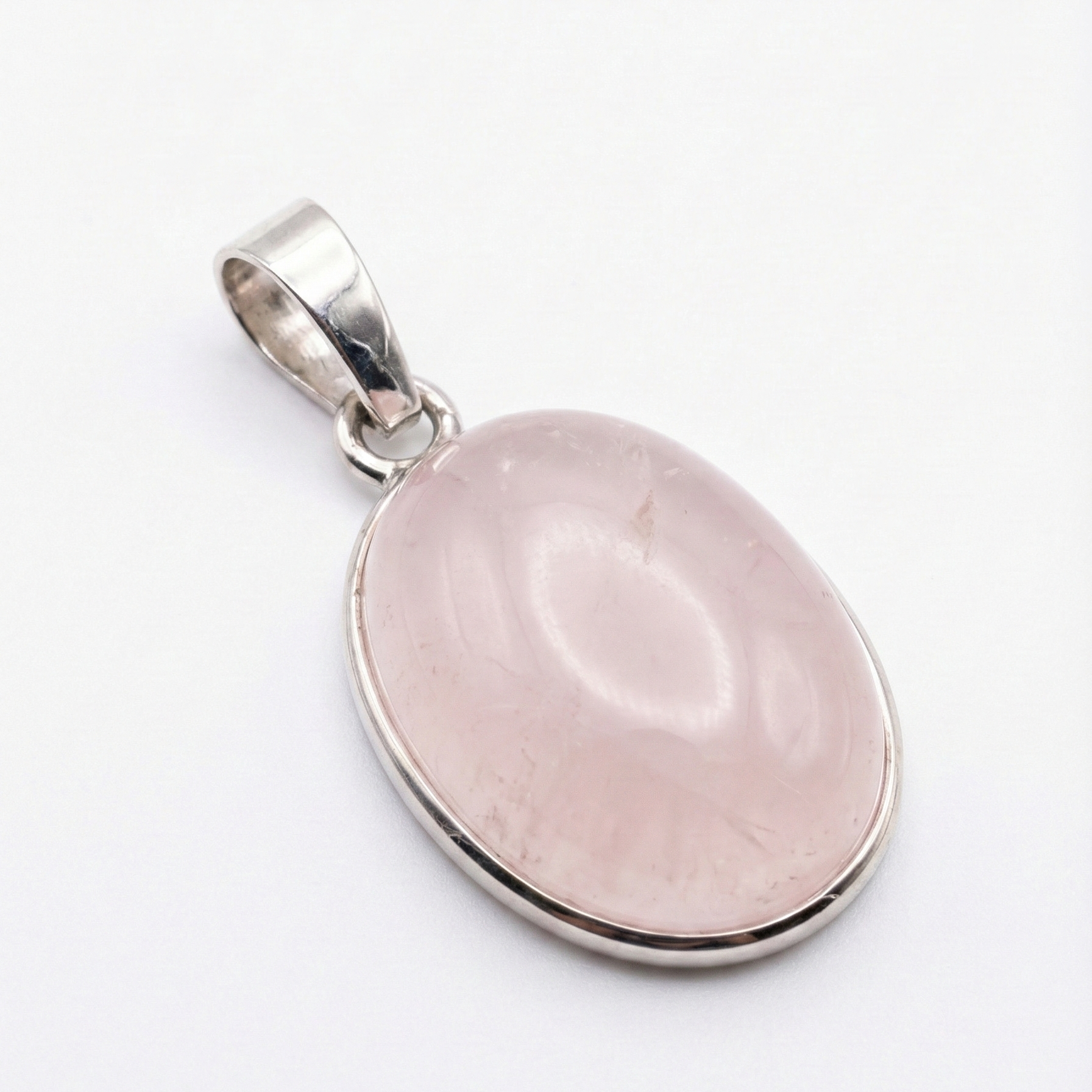 Rosenquarz Anhänger - Naturstein Silber Fassung