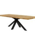 Esstisch mit Ansteckplatten, 160 (240) x90cm, Eiche massiv Baumkante und Spidergestell