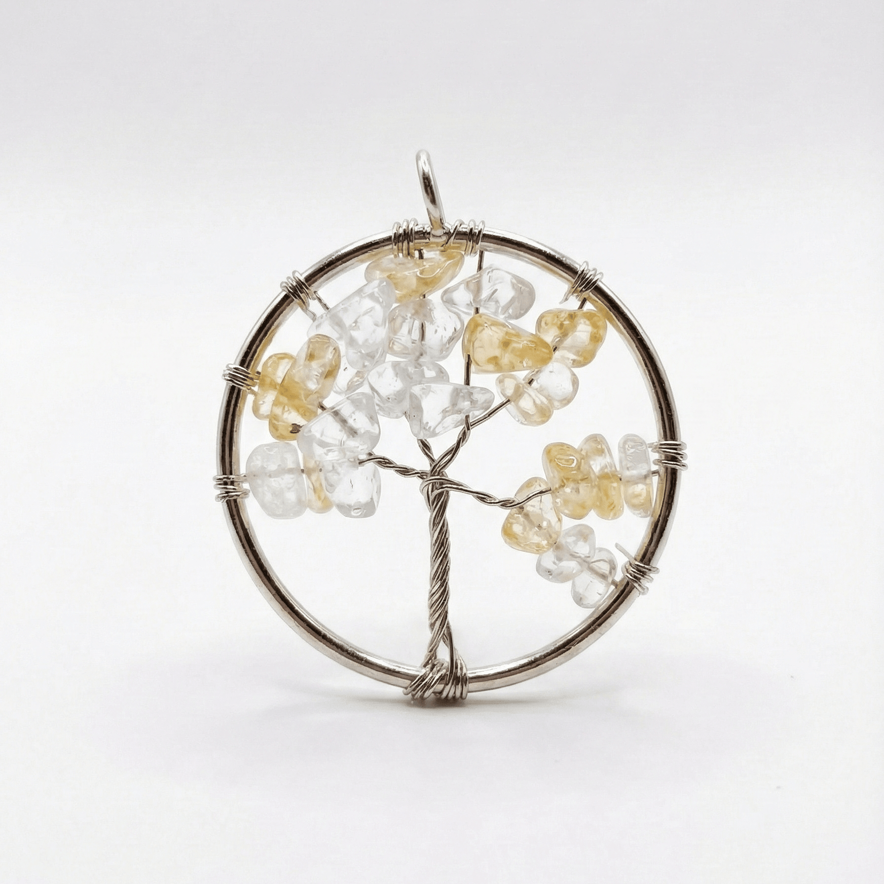 Lebensbaum Halskette Anhänger – Handarbeit mit Natursteinen - Boxkorb