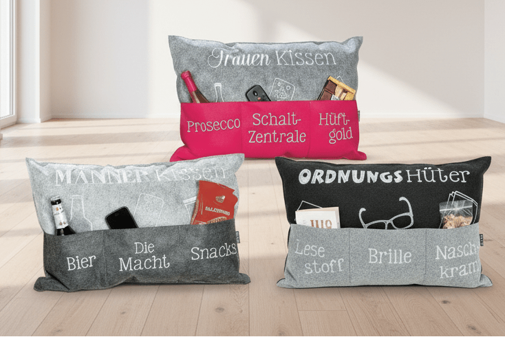 Ordnungshüter Kissen – Besticktes Dekokissen mit Spruch - Boxkorb