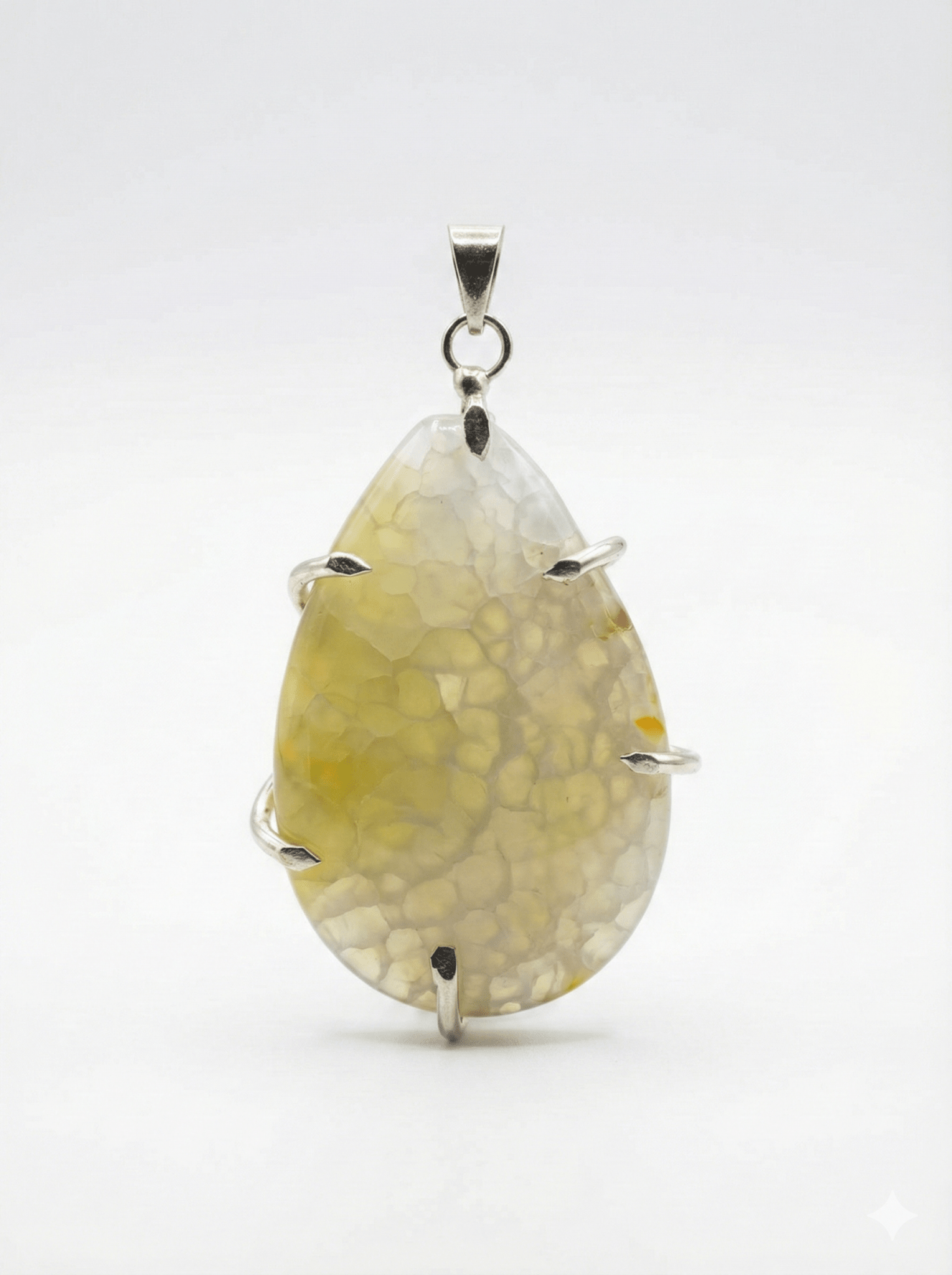 Tropfen - Anhänger „Yellow Mosaic“ – Naturstein in Silber - Boxkorb