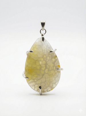 Tropfen - Anhänger „Yellow Mosaic“ – Naturstein in Silber - Boxkorb