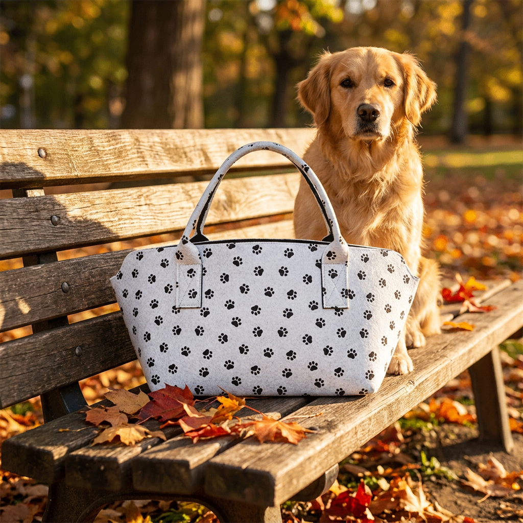 Filztasche Pfotenabdruck – Einkaufstasche für Tierfreunde