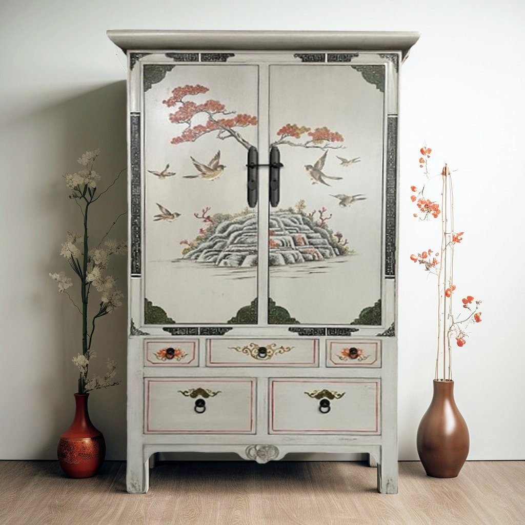 Vintage Asia Handbemalter asiatischer Schrank Kommode - Art. 2023-1