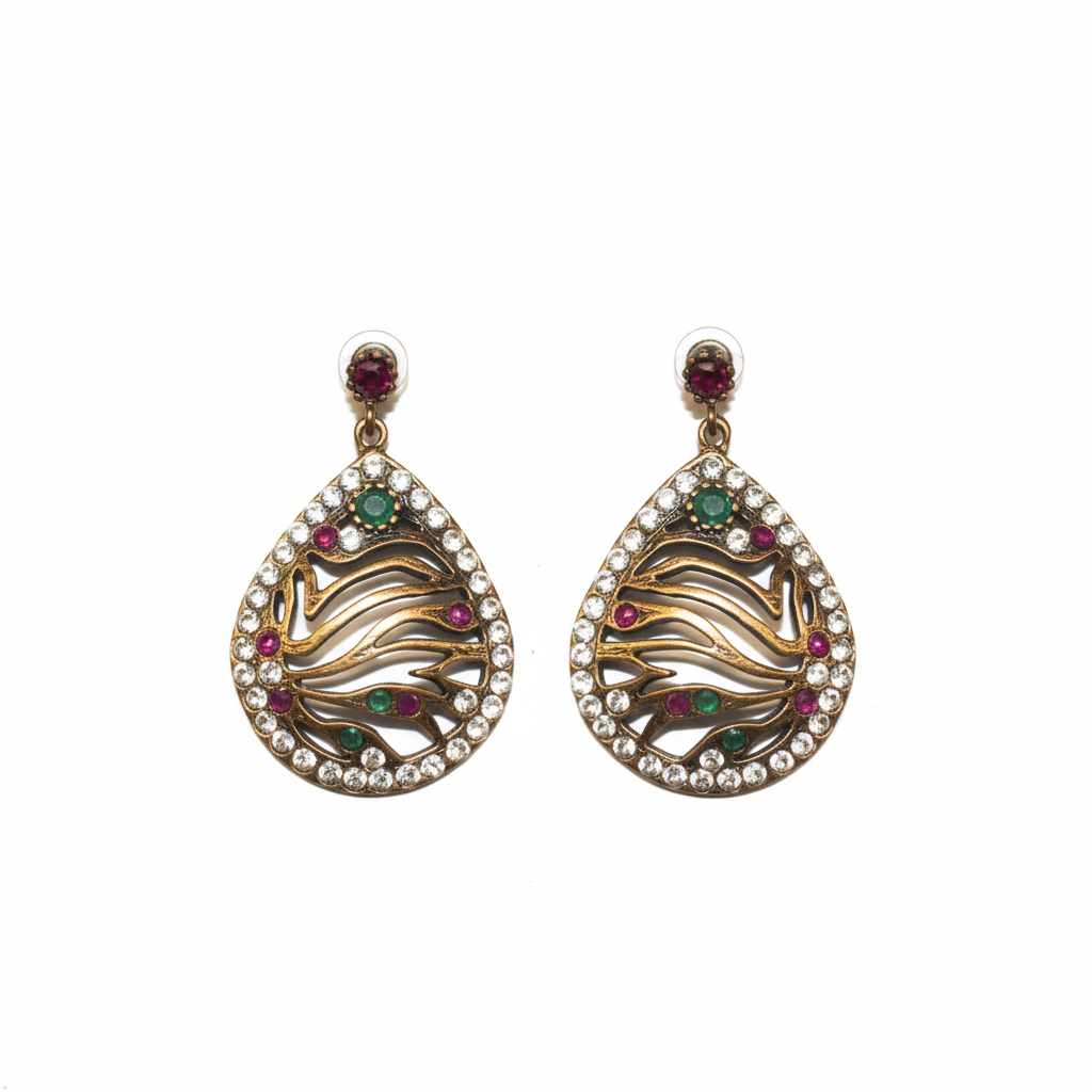 Vintage Tropfen-Ohrringe in Antik-Gold-Optik