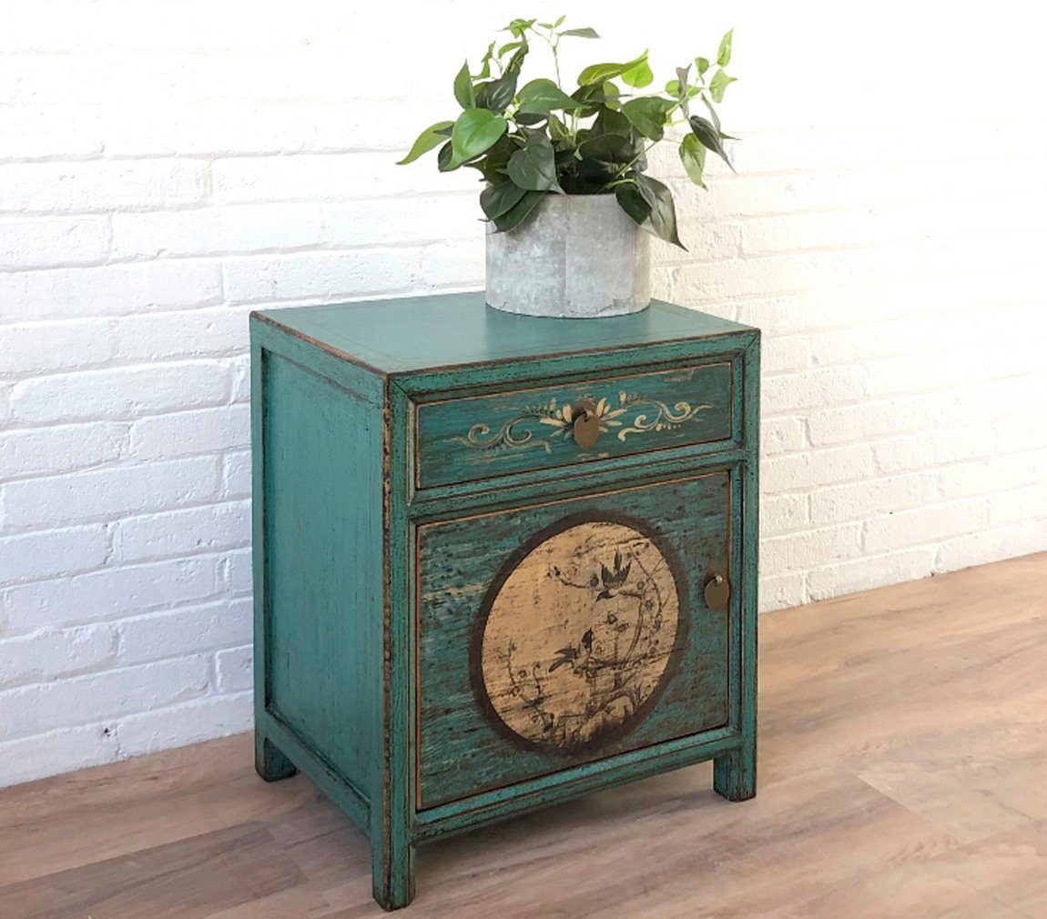 Vintage Asia Chinesisches Nachtkästchen Nachttisch "Aurora" - Art. 35191-10