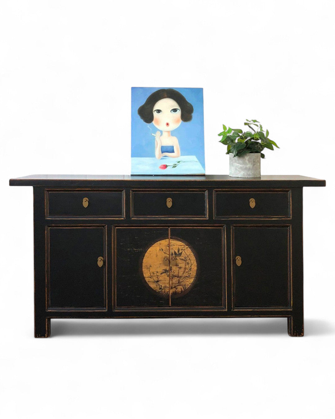 Vintage Asia Orientalische Kommode Sideboard Schrank "LesNoirs" - Art. 34372-9