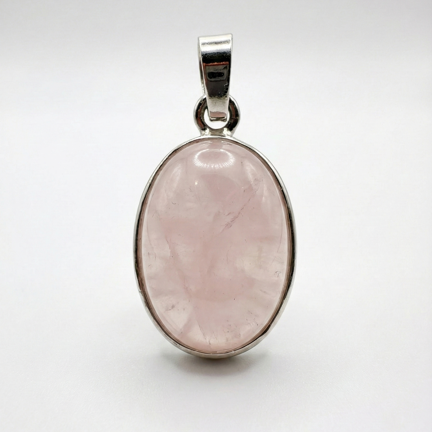 Rosenquarz Anhänger - Naturstein Silber Fassung