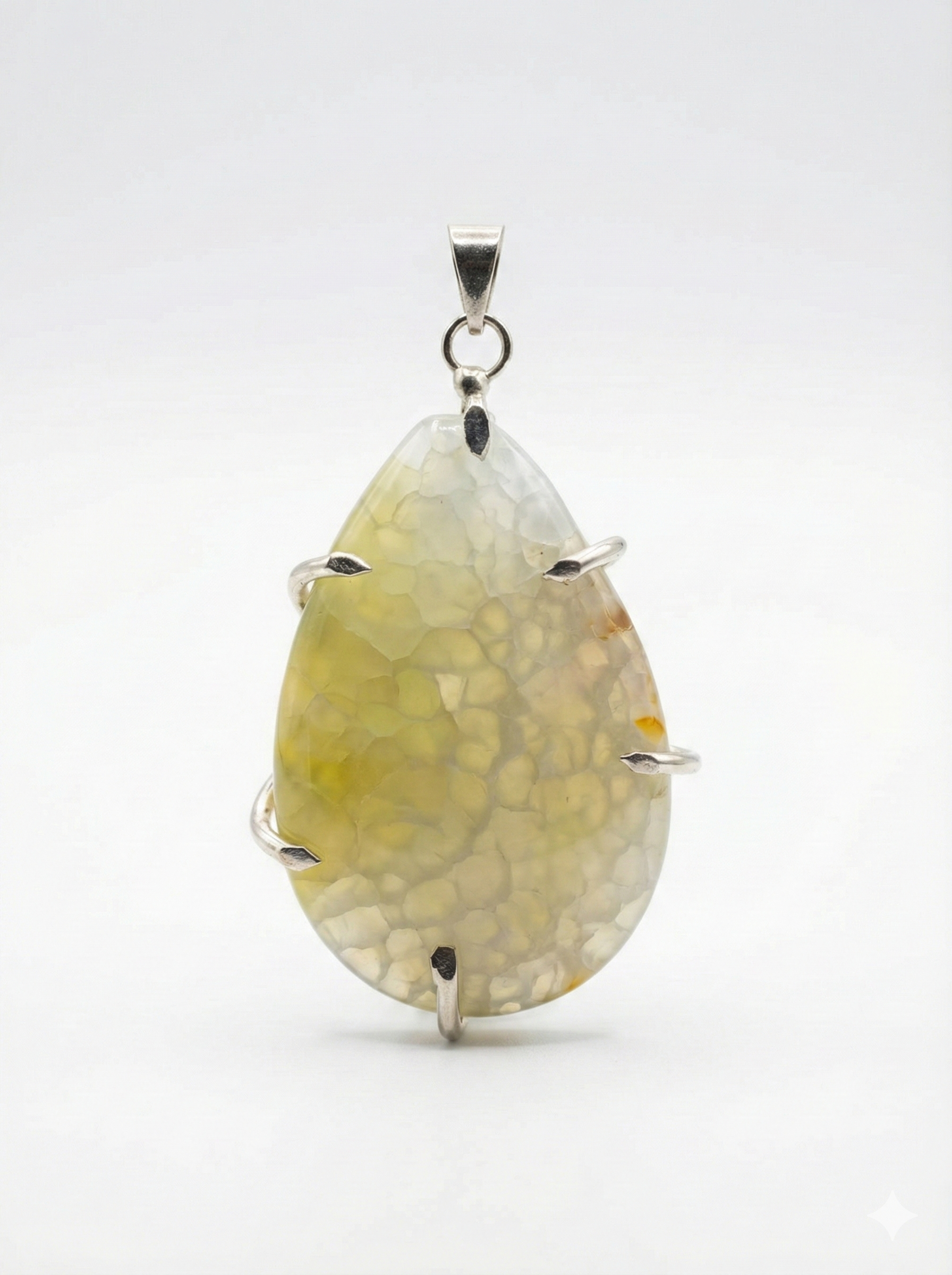 Tropfen-Anhänger „Yellow Mosaic“ – Naturstein in Silber