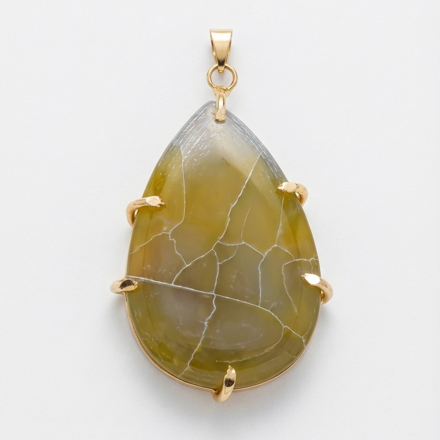 Tropfen-Anhänger aus Naturstein – Olivgrün