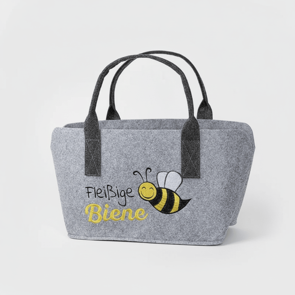 Filztasche "Fleißige Biene" – Robuster Shopper - Boxkorb