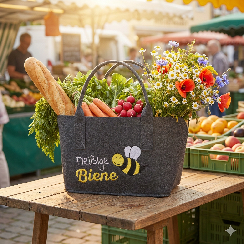 Fleißige Biene – Robuste Filz-Einkaufstasche - Boxkorb