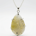 Tropfen - Anhänger „Yellow Mosaic“ – Naturstein in Silber - Boxkorb