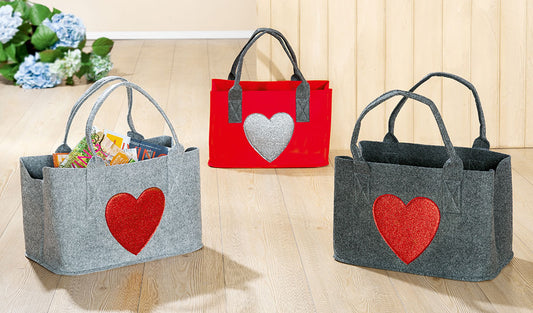 Filz Tasche Glitzerherz