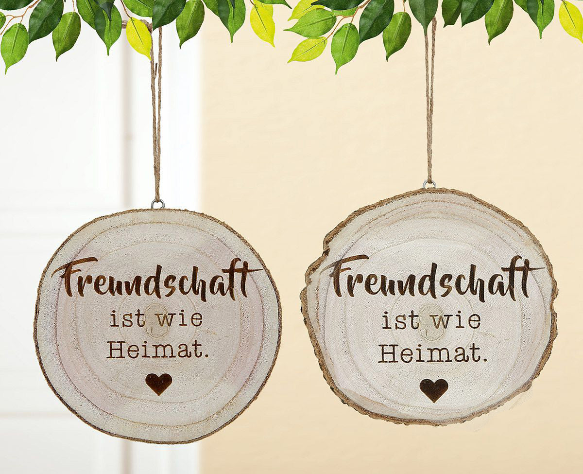 Holz Baumscheibe mit Spruch Freundschaft