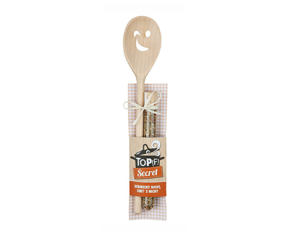 Holz Kochlöffel+Gewürzmischung - Boxkorb.de