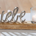 Mini - Schriftzug "Liebe" mit Teelichtleuchter - Boxkorb