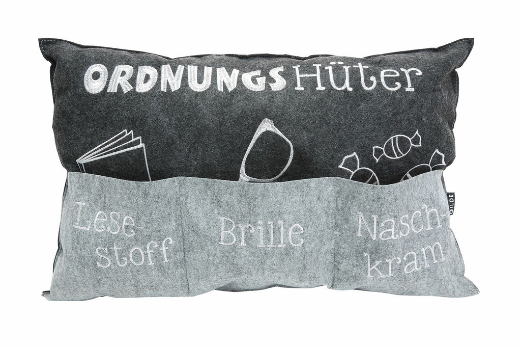 Ordnungshüter Kissen – Besticktes Dekokissen mit Spruch - Boxkorb