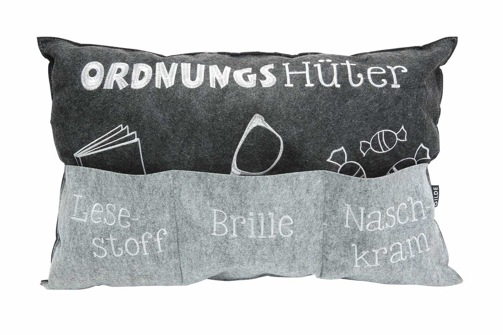 Ordnungshüter Kissen – Besticktes Dekokissen mit Spruch - Boxkorb